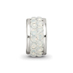 Reflections 925 Sterling Silver Cream Double Row Preciosa Crystal Bead 10 x 4 mm