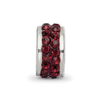 Reflections 925 Sterling Silver Crimson Double Row Preciosa Crystal Bead 10 x 4 mm