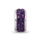 Reflections 925 Sterling Silver Purple Double Row Preciosa Crystal Bead 10 x 4 mm