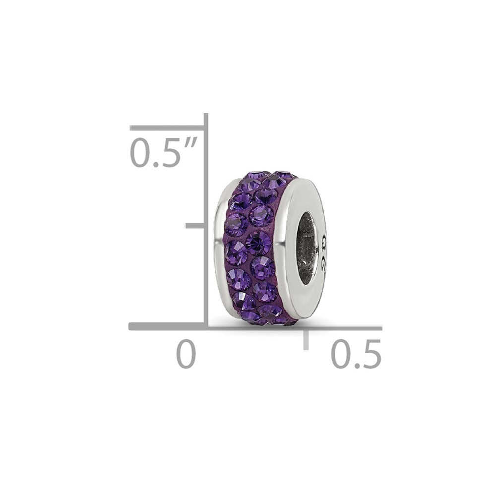 Reflections 925 Sterling Silver Purple Double Row Preciosa Crystal Bead 10 x 4 mm