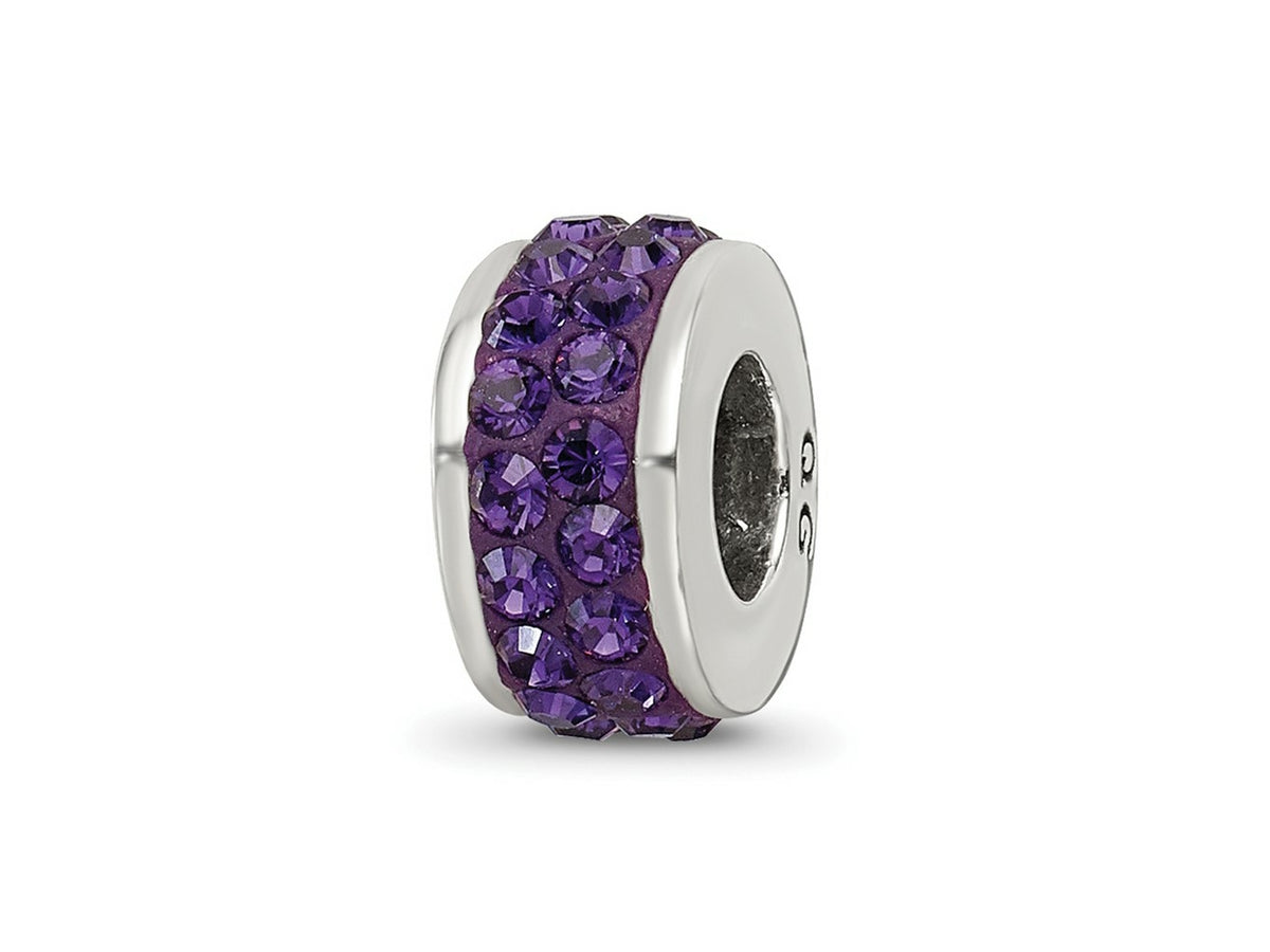 Reflections 925 Sterling Silver Purple Double Row Preciosa Crystal Bead 10 x 4 mm