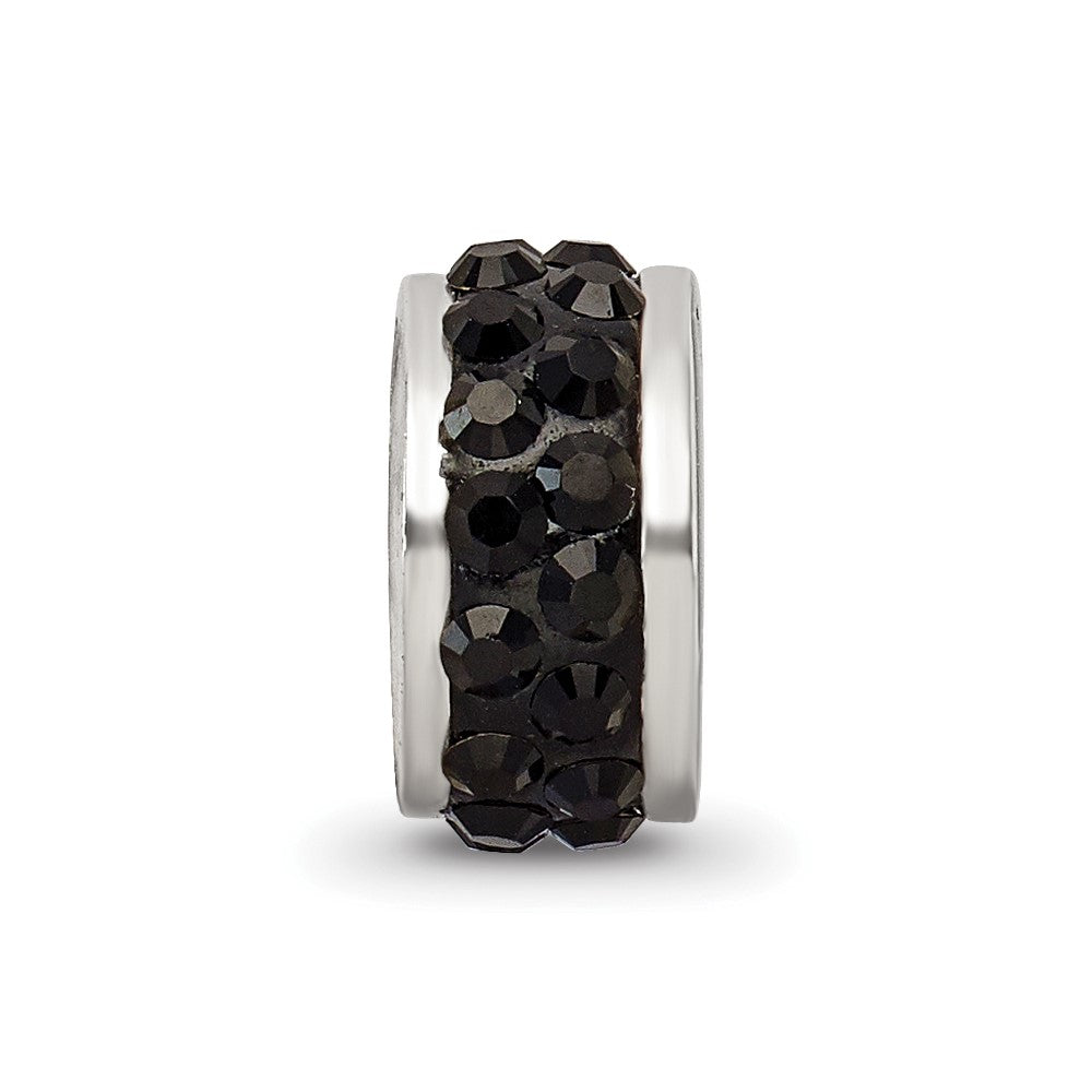 Reflections 925 Sterling Silver Black Double Row Preciosa Crystal Bead 10 x 4 mm