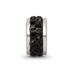 Reflections 925 Sterling Silver Black Double Row Preciosa Crystal Bead 10 x 4 mm