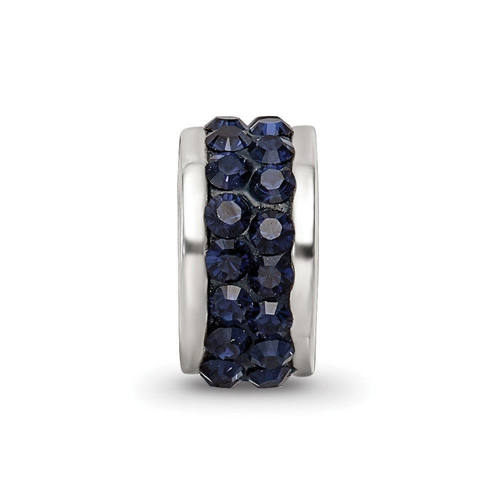 Reflections 925 Sterling Silver Dark Blue Double Row Preciosa Crystal Bead 10 x 4 mm