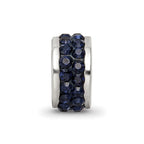 Reflections 925 Sterling Silver Dark Blue Double Row Preciosa Crystal Bead 10 x 4 mm