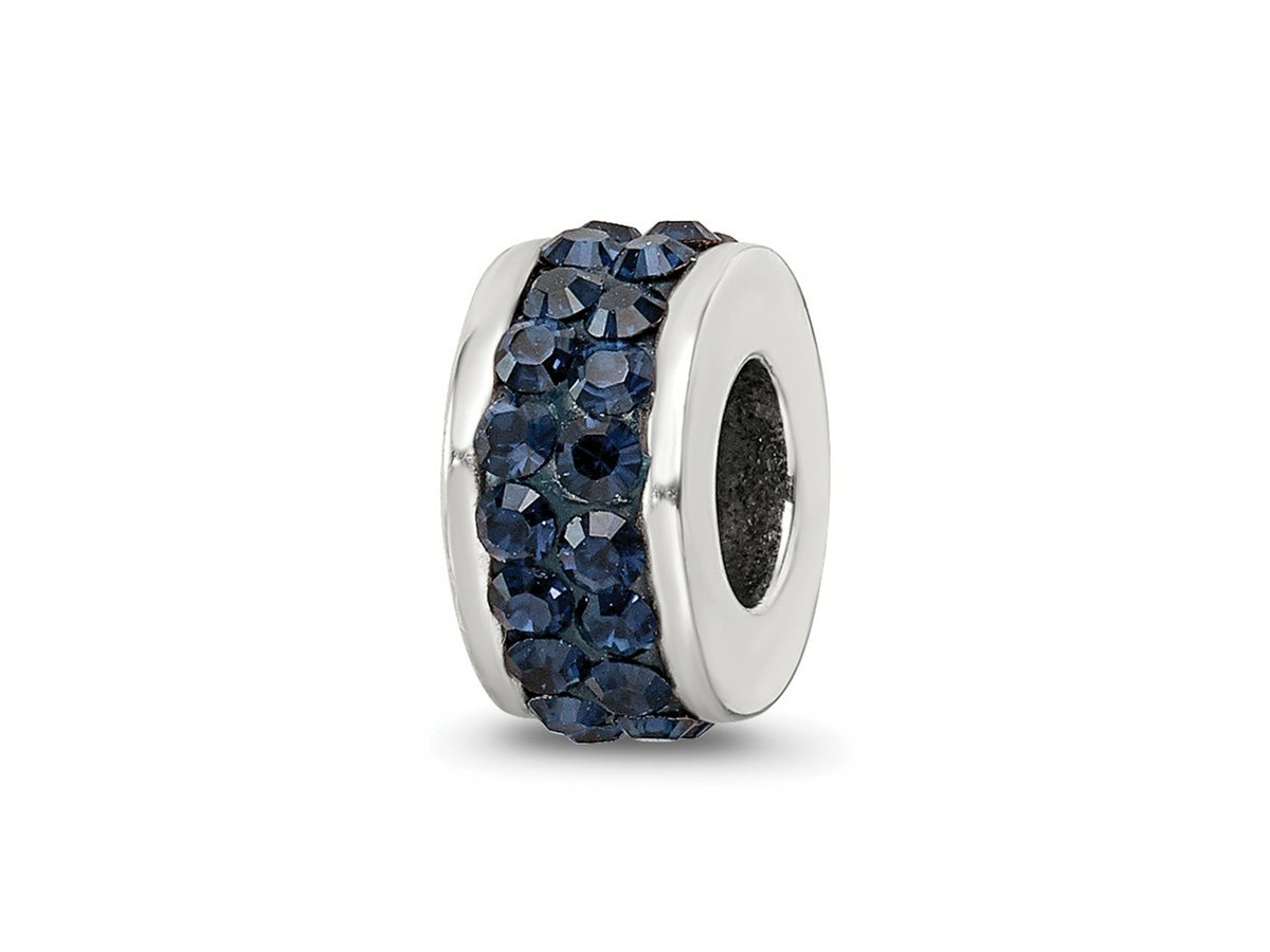 Reflections 925 Sterling Silver Dark Blue Double Row Preciosa Crystal Bead 10 x 4 mm