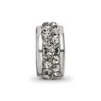 Reflections 925 Sterling Silver Silver/Grey Double Row Preciosa Crystal Bead 10 x 4 mm