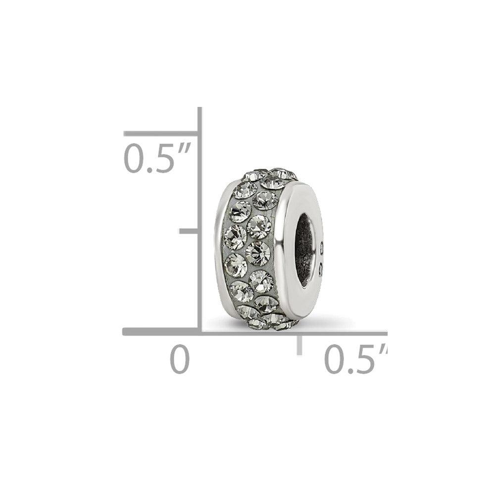 Reflections 925 Sterling Silver Silver/Grey Double Row Preciosa Crystal Bead 10 x 4 mm