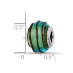 Reflections 925 Sterling Silver Teal with Black Stripes Italian Murano Bead 12 x 10 mm