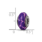 Reflections 925 Sterling Silver Purple Giraffe Glitter Overlay Glass Bead 13 x 7 mm