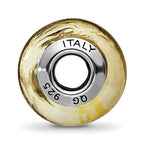 Reflections 925 Sterling Silver Black/ Italian Murano Glass Bead 13 x 7 mm