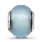 Reflections 925 Sterling Silver Light Blue Matte Italian Murano Bead 11 x 10 mm