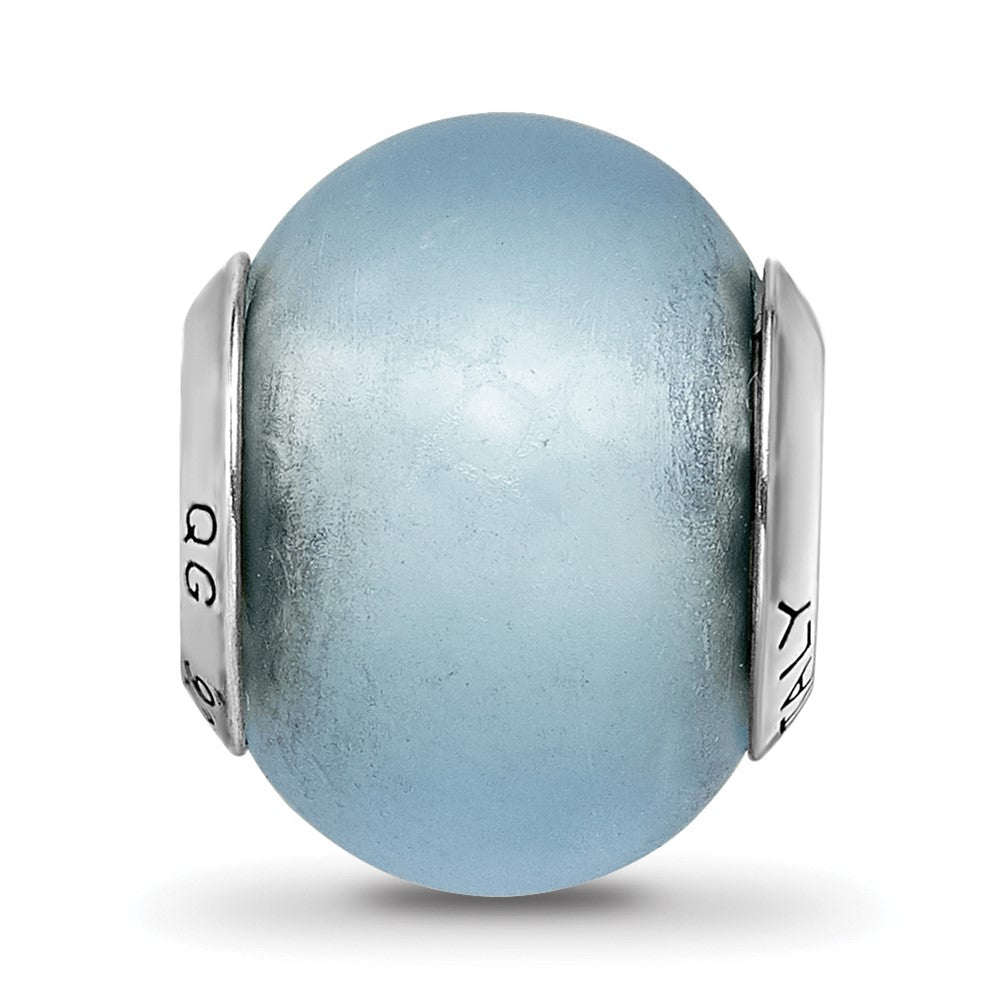Reflections 925 Sterling Silver Light Blue Matte Italian Murano Bead 11 x 10 mm