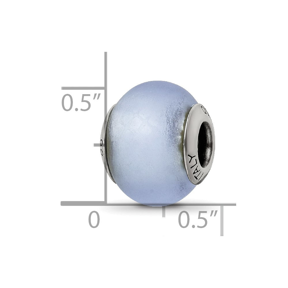 Reflections 925 Sterling Silver Light Blue Matte Italian Murano Bead 11 x 10 mm