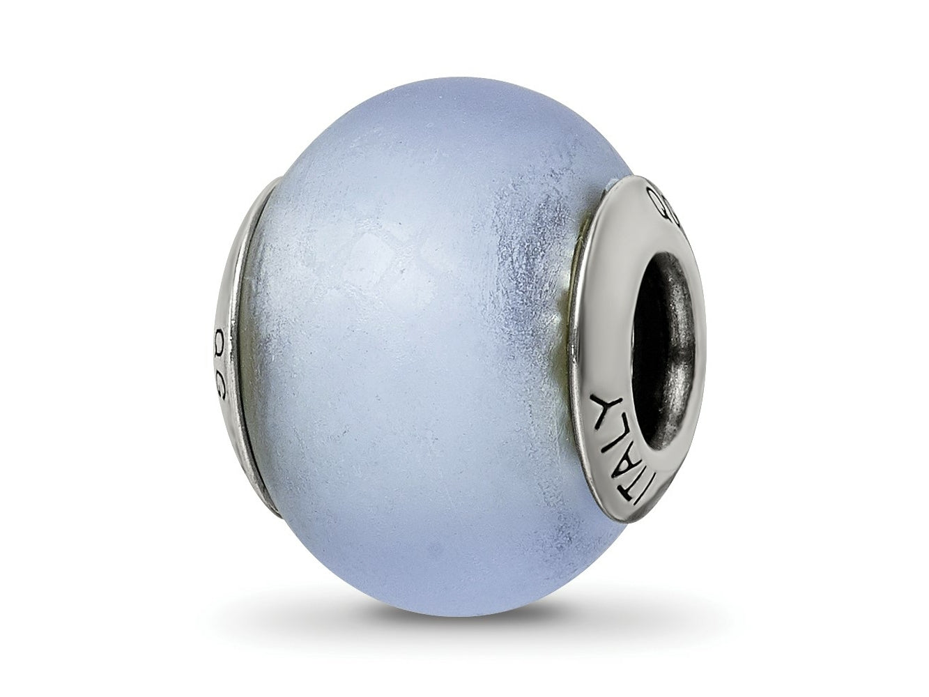 Reflections 925 Sterling Silver Light Blue Matte Italian Murano Bead 11 x 10 mm
