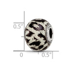 Reflections 925 Sterling Silver White and Black with Glitter Overlay Glass Bead 12 x 10 mm