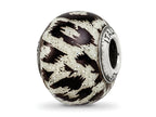 Reflections 925 Sterling Silver White and Black with Glitter Overlay Glass Bead 12 x 10 mm