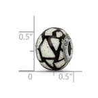 Reflections 925 Sterling Silver White/Black with Glitter Overlay Glass Bead 12 x 10 mm