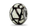 Reflections 925 Sterling Silver White/Black with Glitter Overlay Glass Bead 12 x 10 mm