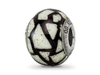 Reflections 925 Sterling Silver White/Black with Glitter Overlay Glass Bead 12 x 10 mm