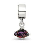 Reflections 925 Sterling Silver Purple Dichroic Glass Dangle Bead 20 x 10 mm
