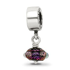 Reflections 925 Sterling Silver Purple Dichroic Glass Dangle Bead 20 x 10 mm