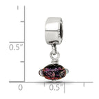 Reflections 925 Sterling Silver Purple Dichroic Glass Dangle Bead 20 x 10 mm