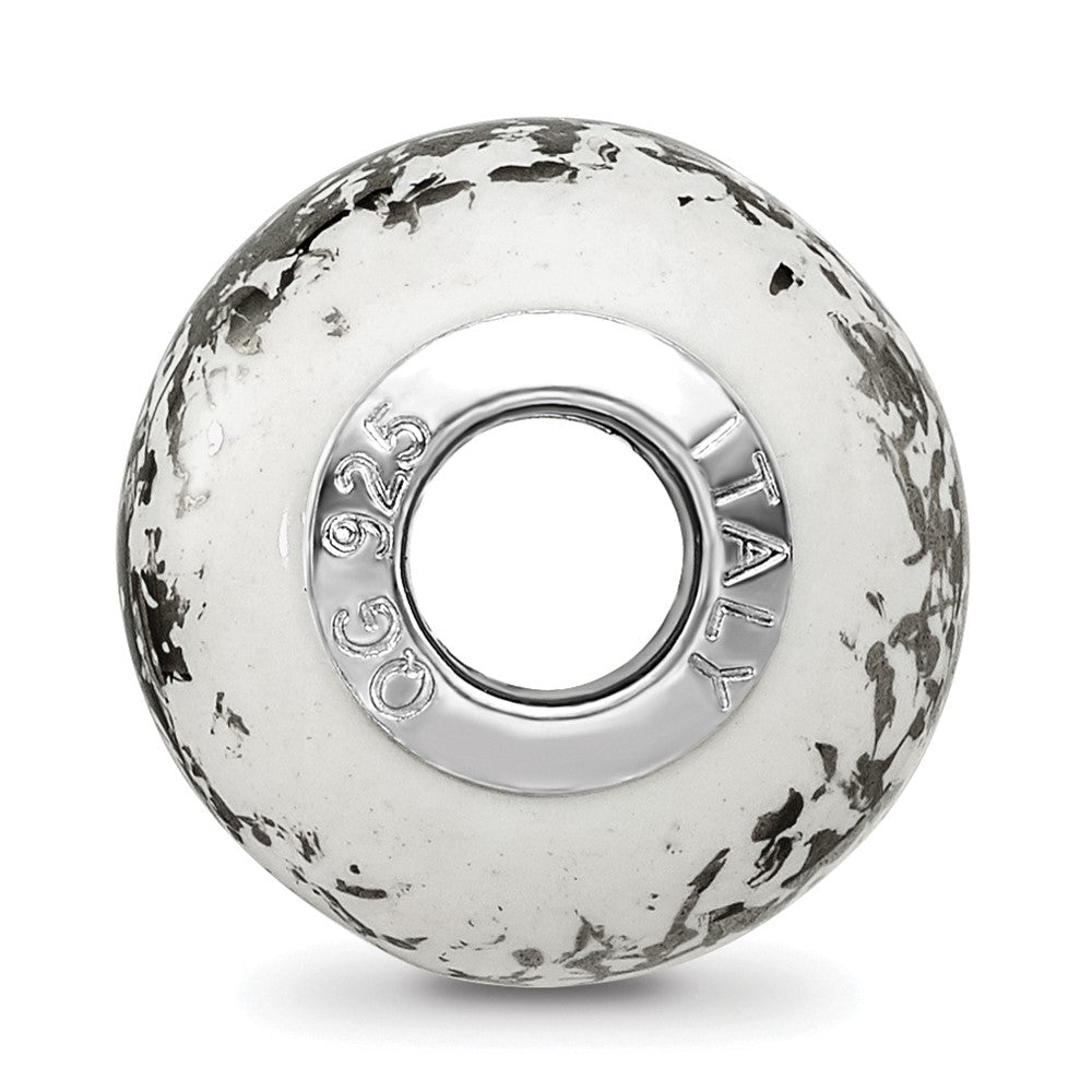 Reflections 925 Sterling Silver White with Platinum Foil Ceramic Bead 12 x 9 mm