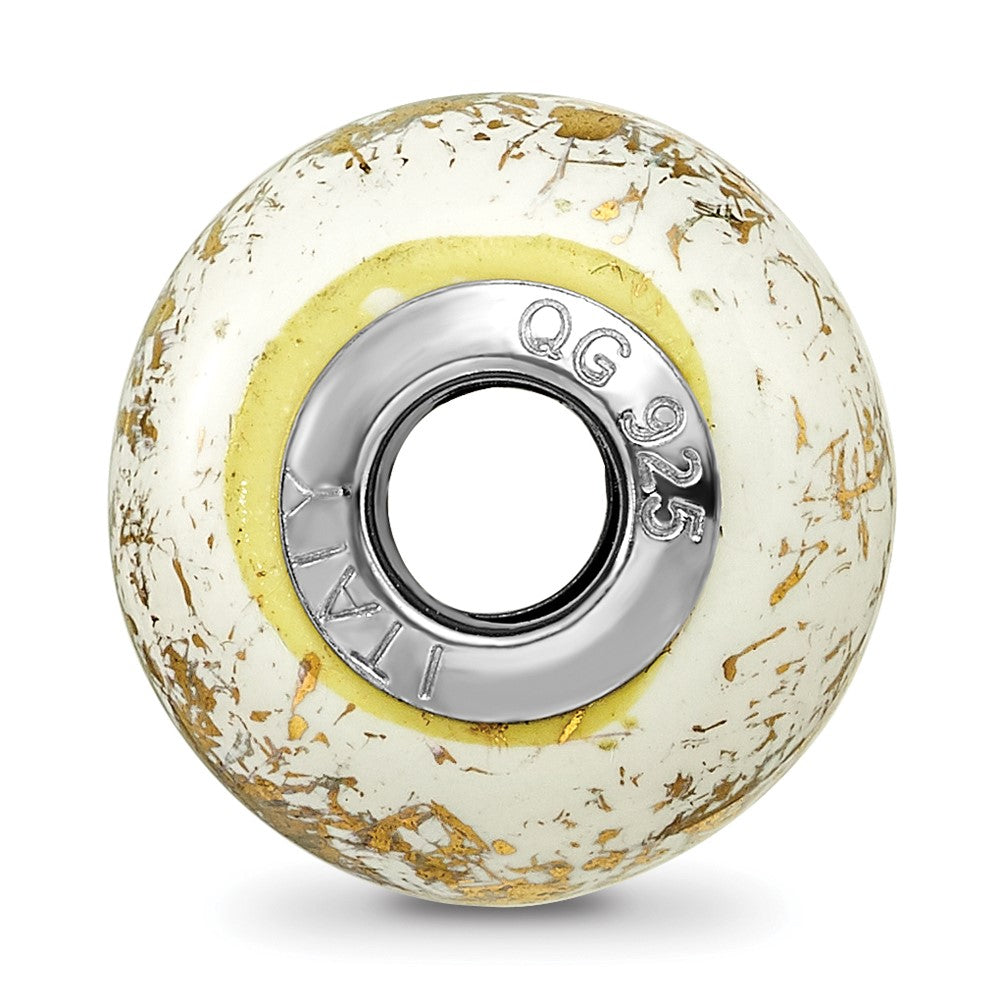 Reflections 925 Sterling Silver White with Foil Ceramic Bead 12 x 9 mm