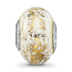Reflections 925 Sterling Silver White with Foil Ceramic Bead 12 x 9 mm