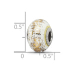 Reflections 925 Sterling Silver White with Foil Ceramic Bead 12 x 9 mm