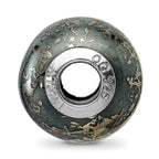 Reflections 925 Sterling Silver Grey with Platinum Foil Ceramic Bead 13 x 9 mm