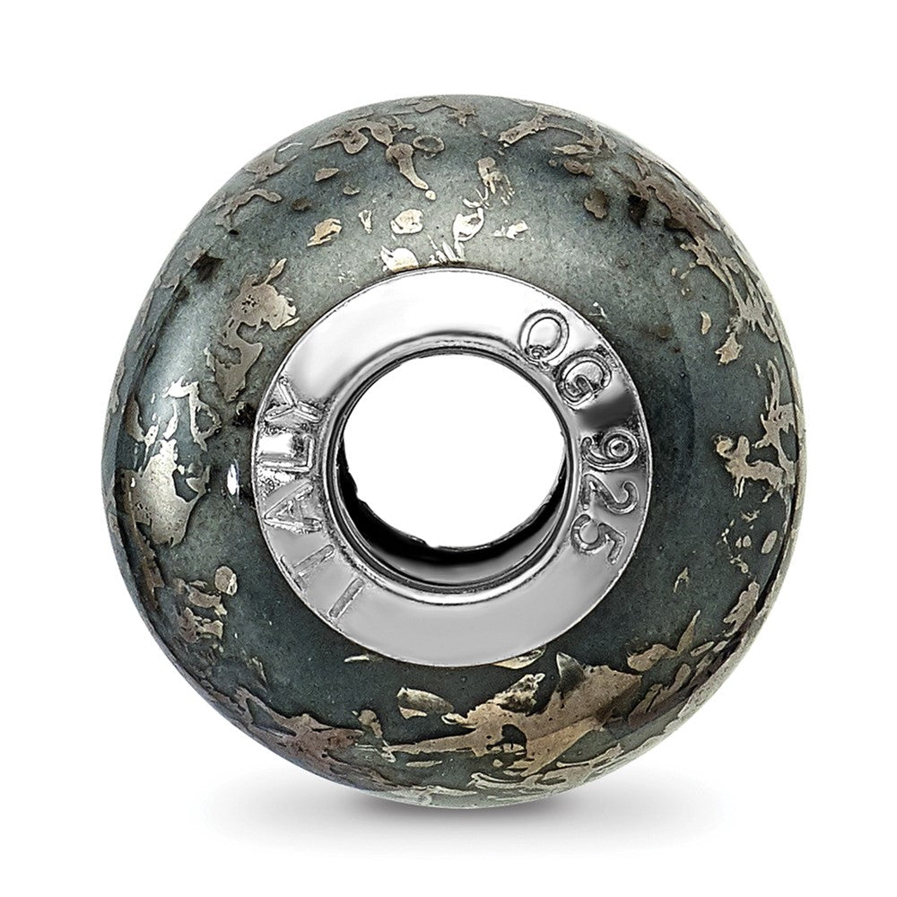 Reflections 925 Sterling Silver Grey with Platinum Foil Ceramic Bead 13 x 9 mm
