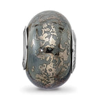 Reflections 925 Sterling Silver Grey with Platinum Foil Ceramic Bead 13 x 9 mm
