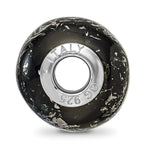 Reflections 925 Sterling Silver Black with Platinum Foil Ceramic Bead 12 x 9 mm
