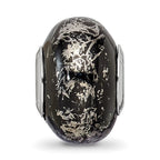 Reflections 925 Sterling Silver Black with Platinum Foil Ceramic Bead 12 x 9 mm