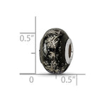 Reflections 925 Sterling Silver Black with Platinum Foil Ceramic Bead 12 x 9 mm