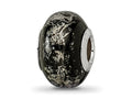 Reflections 925 Sterling Silver Black with Platinum Foil Ceramic Bead 12 x 9 mm