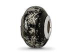 Reflections 925 Sterling Silver Black with Platinum Foil Ceramic Bead 12 x 9 mm