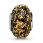 Reflections 925 Sterling Silver Black with Foil Ceramic Bead 12 x 9 mm