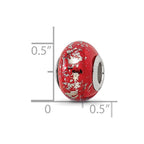 Reflections 925 Sterling Silver Red with Platinum Foil Ceramic Bead 12 x 9 mm