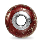 Reflections 925 Sterling Silver Dark Red with Platinum Foil Ceramic Bead 12 x 9 mm