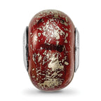 Reflections 925 Sterling Silver Dark Red with Platinum Foil Ceramic Bead 12 x 9 mm