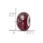 Reflections 925 Sterling Silver Dark Red with Platinum Foil Ceramic Bead 12 x 9 mm