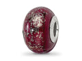 Reflections 925 Sterling Silver Dark Red with Platinum Foil Ceramic Bead 12 x 9 mm
