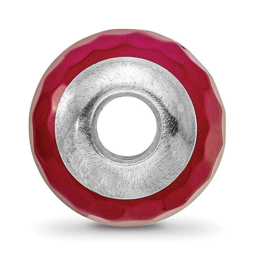 Reflections 925 Sterling Silver Fuchsia Cracked Agate with Shell Stone Bead 13 x 13 mm