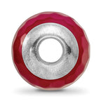 Reflections 925 Sterling Silver Fuchsia Cracked Agate with Shell Stone Bead 13 x 13 mm