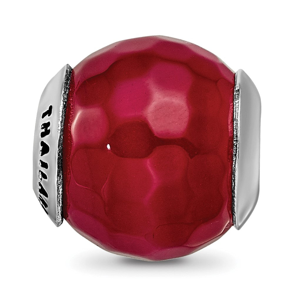 Reflections 925 Sterling Silver Fuchsia Cracked Agate with Shell Stone Bead 13 x 13 mm
