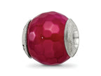 Reflections 925 Sterling Silver Fuchsia Cracked Agate with Shell Stone Bead 13 x 13 mm