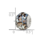 Reflections 925 Sterling Silver Grey Cracked Agate with Shell Stone Bead 12 x 10 mm